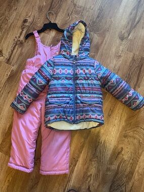 OshKosh B'gosh Pink and Patterned Kids Jacket & Snow Pants Set